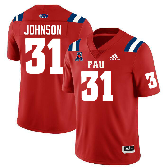 Florida Atlantic Owls #31 Jarvis Johnson College Football Jerseys Stitched-Red